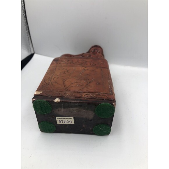 Vintage Chinese Soapstone Carved Foo Dog Library Bookend/ Brown Engraved Floral! - Picture 9 of 12